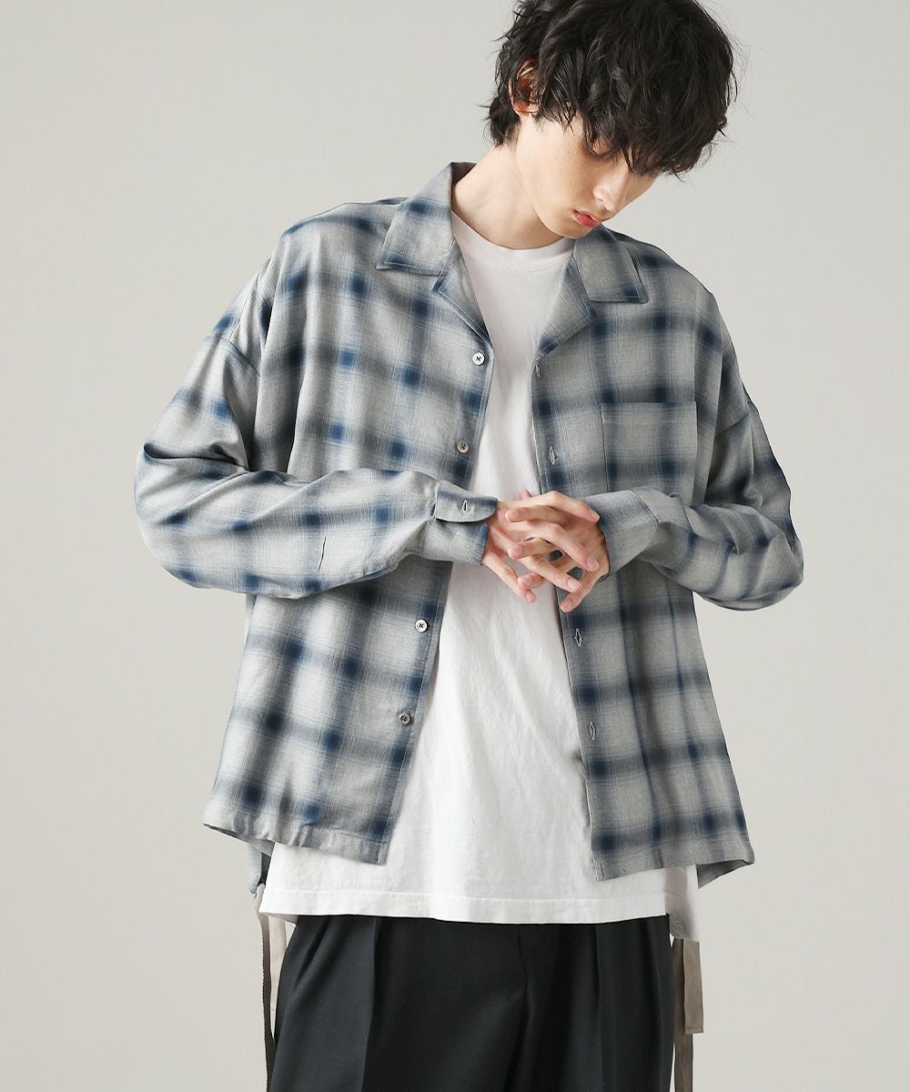 VICTIM BIG RAYON CHECK SHIRTS  ブルー L VICTIM]BIG RAYON CHECK SHIRTS | OPENING ACT