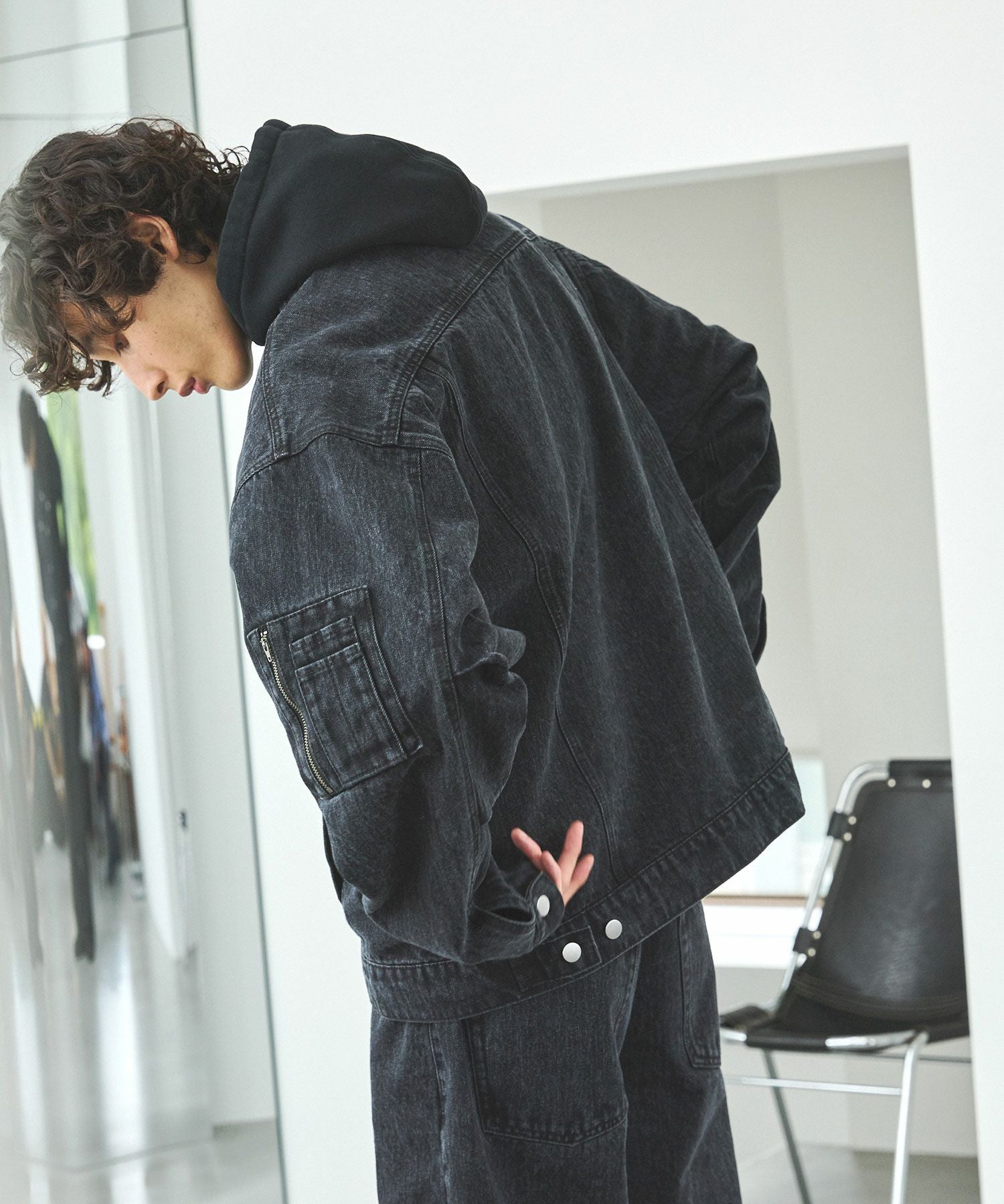 美品 マルティニーク 上品 オーガンジー シアー ノーカラーブルゾン ブラック シアーノーカラーブルゾン(その他のコート・ブルゾン) | MICHEL KLEIN