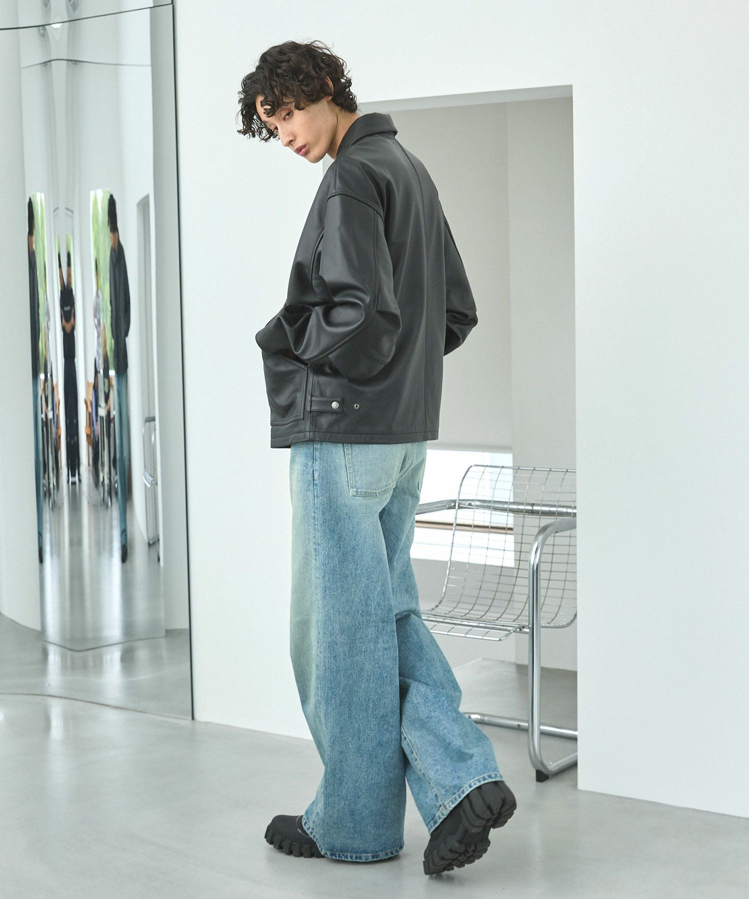 OPENING ACT] リアルシープレザーショートワークブルゾン 〓予約販売