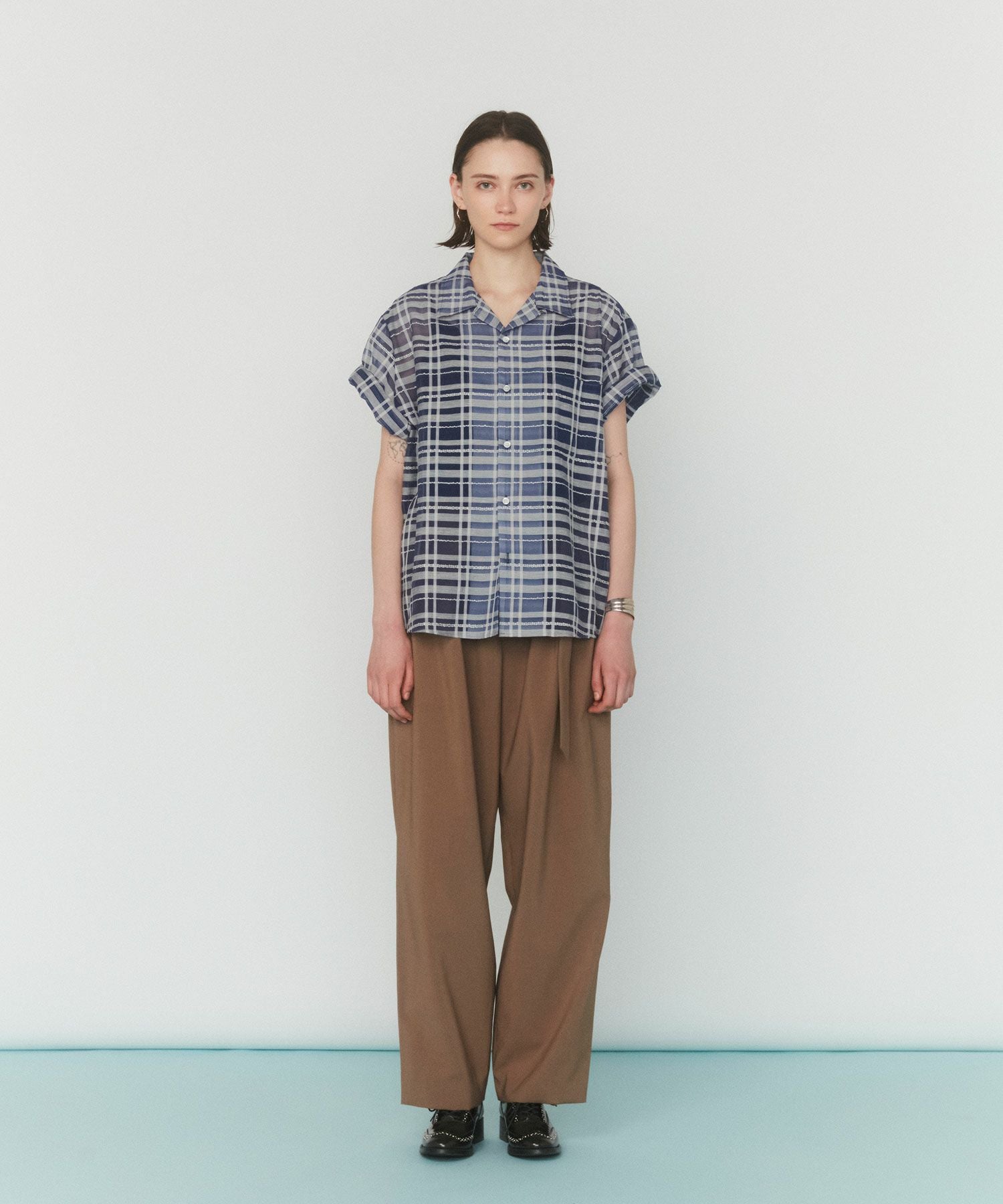 VICTIM]OPEN COLLAR CHECK SHIRT | OPENING ACT