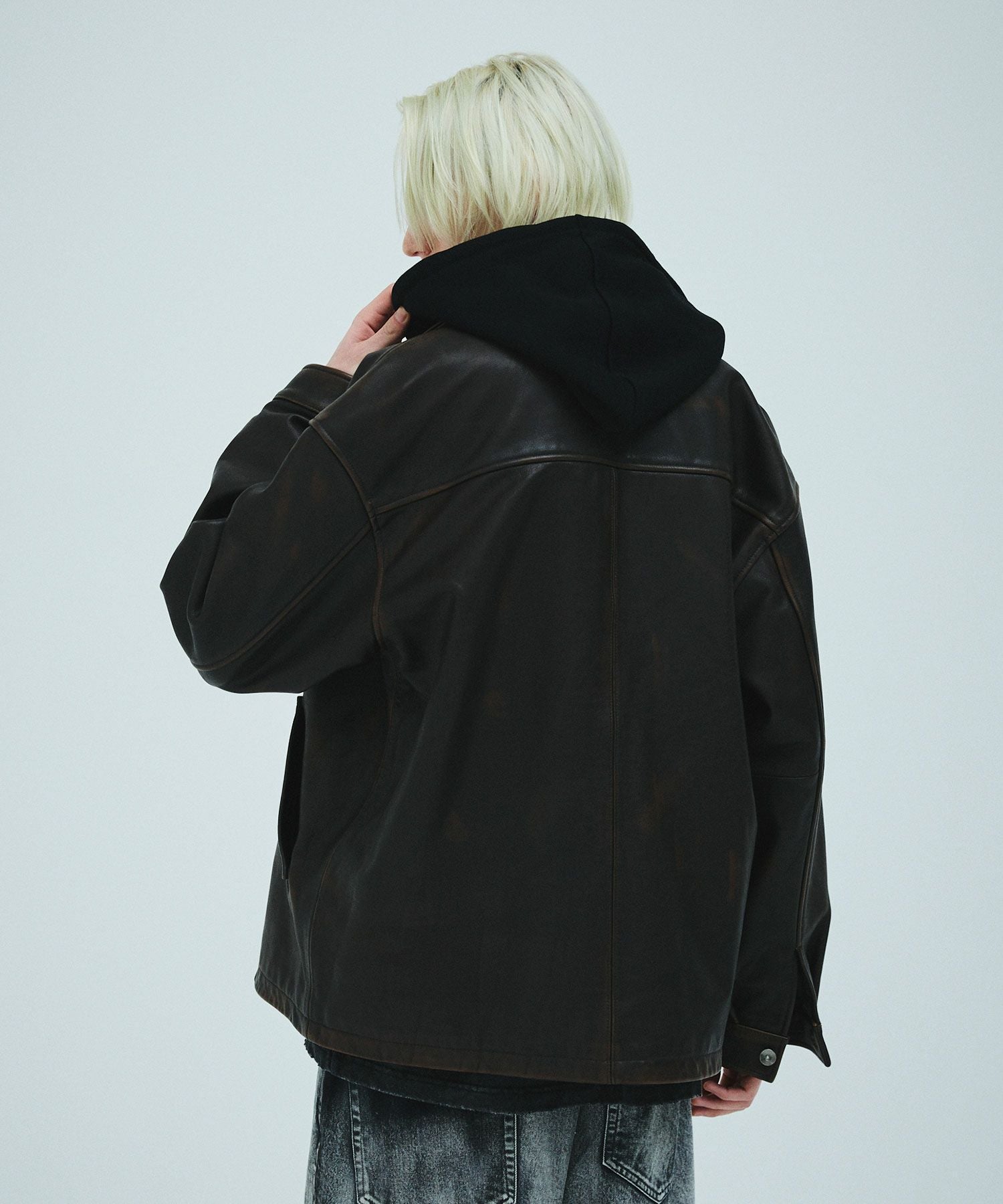 極上 USA産 牛革使用 カウレザー カーコート 裏地アート 黒 中綿 FIDELITY フィデリティ COW LEATHER CAR COAT カウレザー カーコート