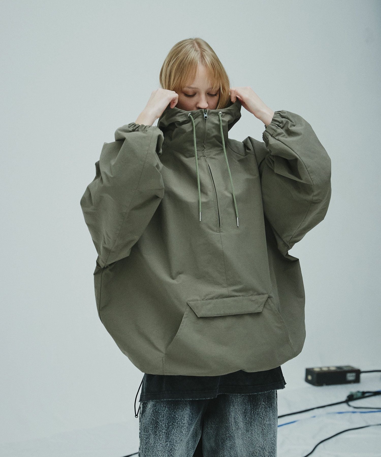 ラッセルノ アノラック ハーフジップ BLOUSON カーキ サイズ5 新品 OPENING ACT] コットンナイロンハーフジップアノラックジャケット