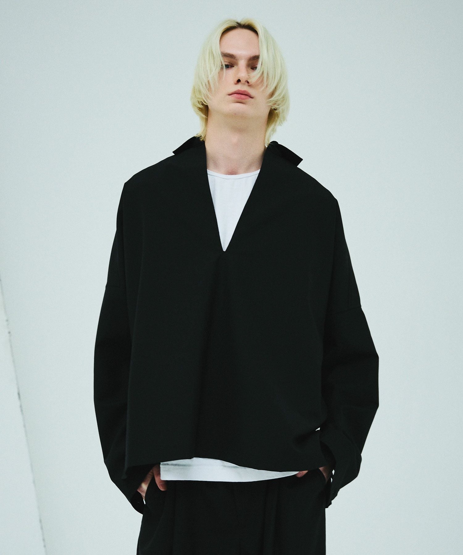OPENING ACT 尾州ウールスキッパービッグシルエットロングスリーブシャツ OPENING ACT]尾州ウールスキッパービッグシルエットロングスリーブ
