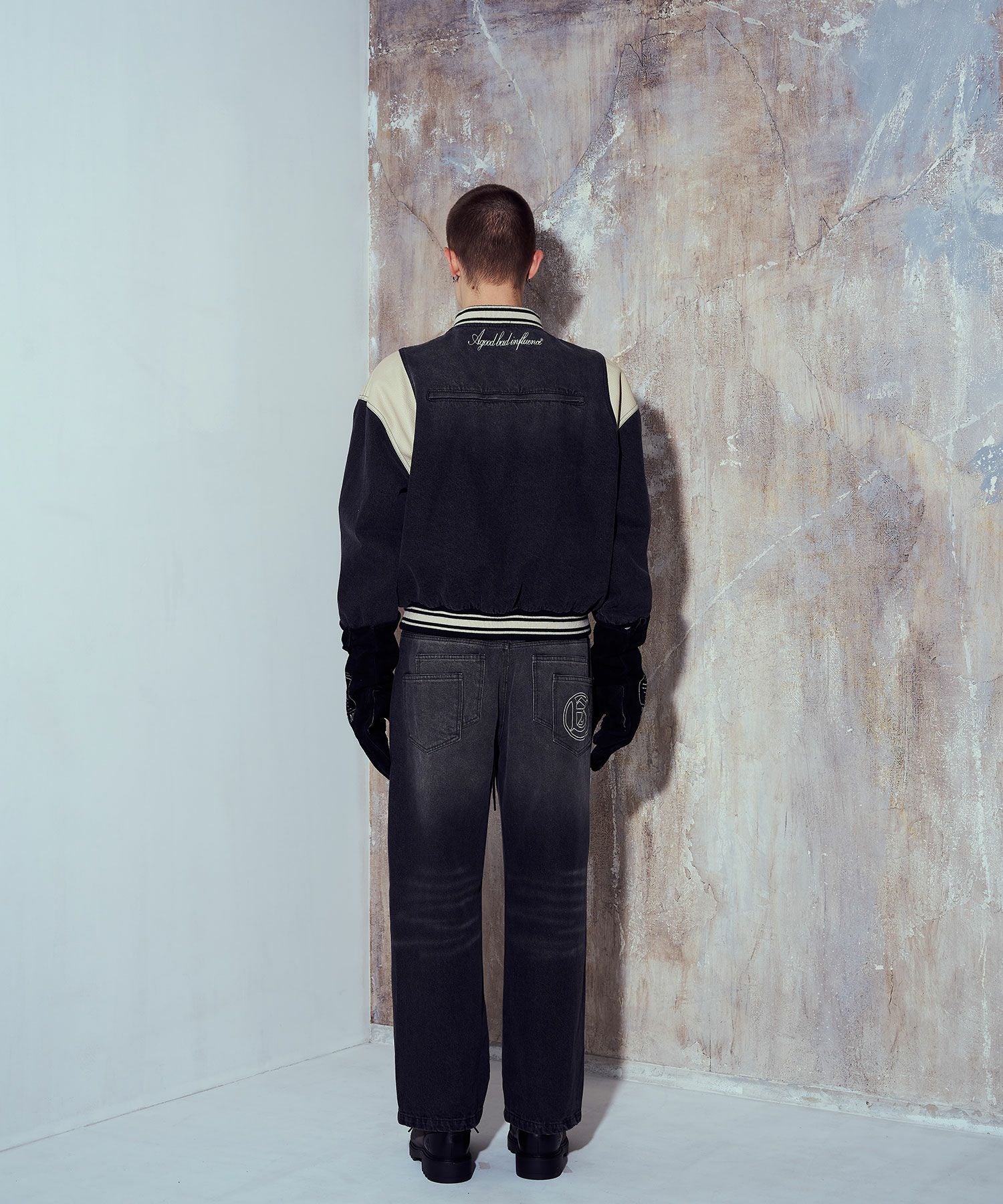 A Good Bad Influence] DENIM VARSITY JACKET | OPENING ACT