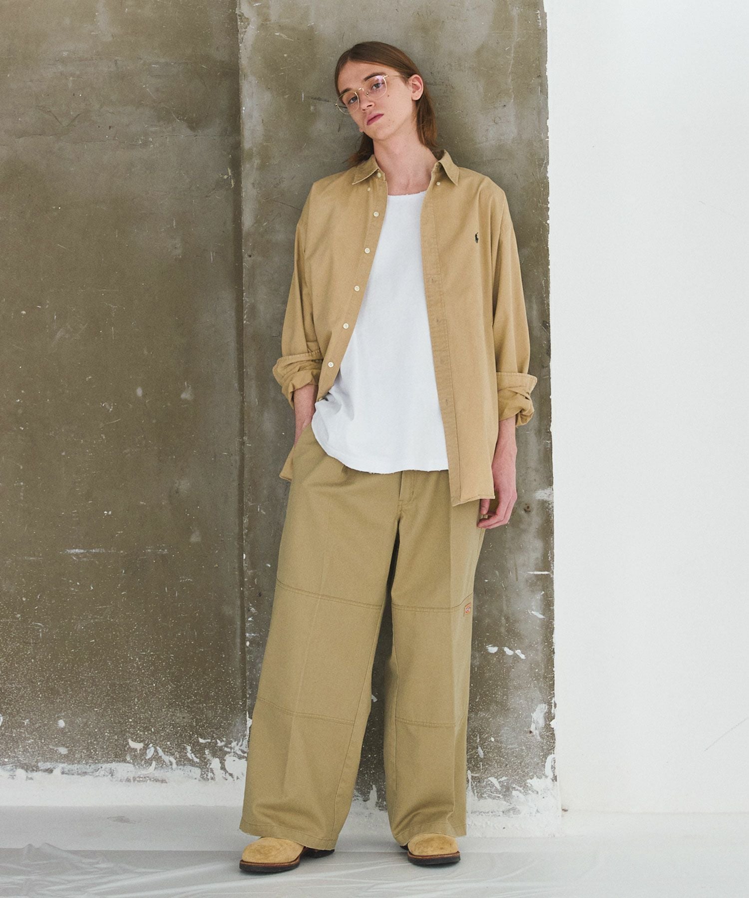 Dickies×OPENINGACTエクストラバギーダブルーワークパンツ　カーキ Dickise × OPENING ACT] エクストラバギーダブルーワークパンツ