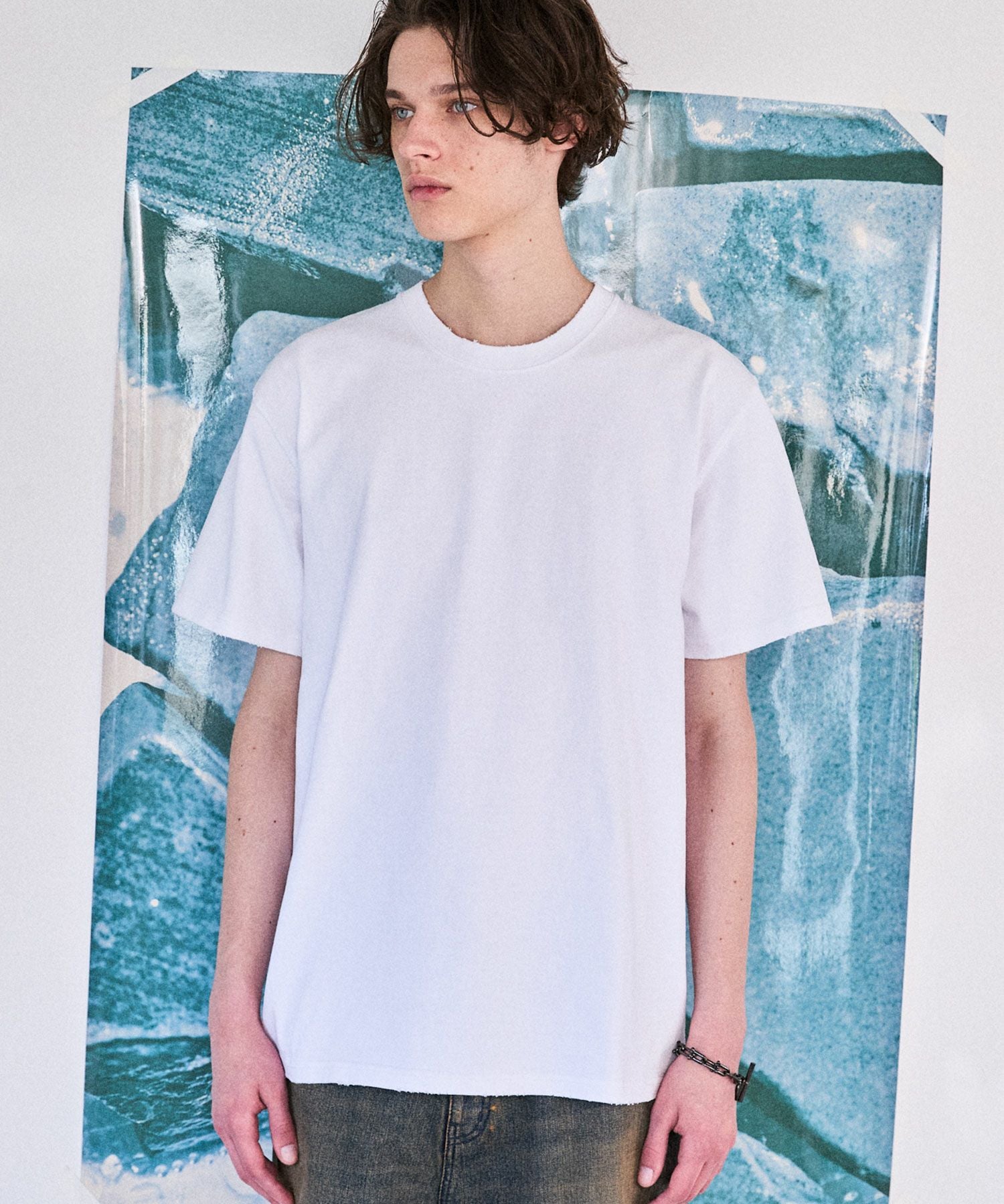 OPENING ACT] ファインコットンダメージ加工クルーネックTシャツ