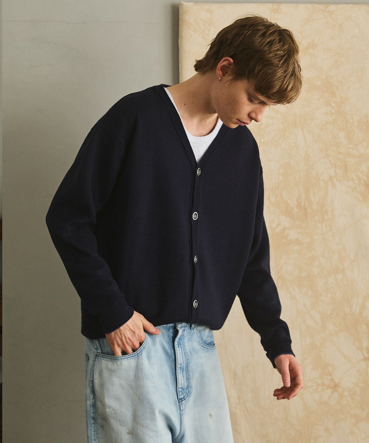 OPENING ACT] WOOLミックスリバーシブルVネックカーディガン | OPENING ACT