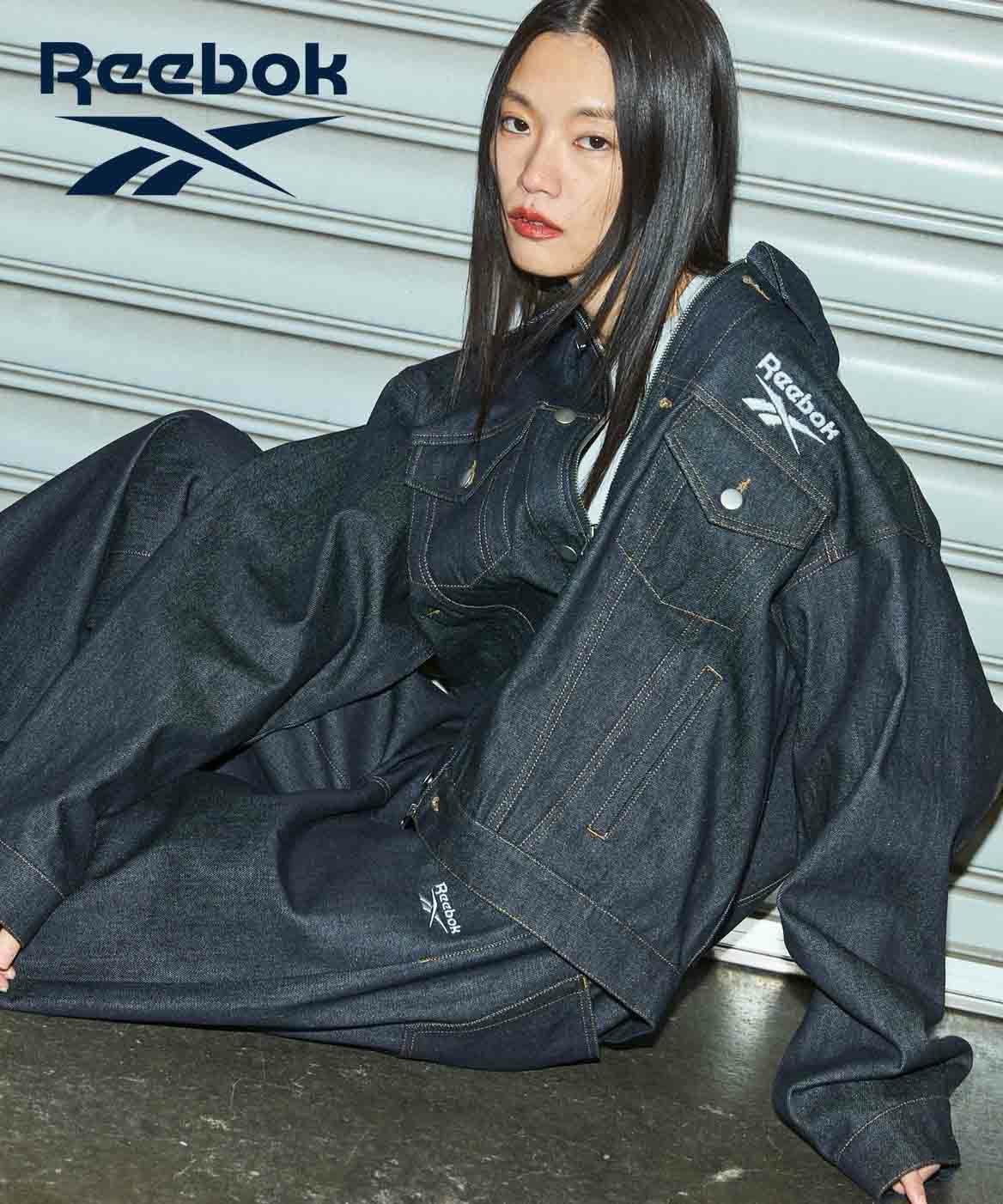 OPENING ACT × Reebok ワイドデニムパンツ Lサイズインディゴ Reebok] バギーストレートデニムパンツ | OPENING ACT