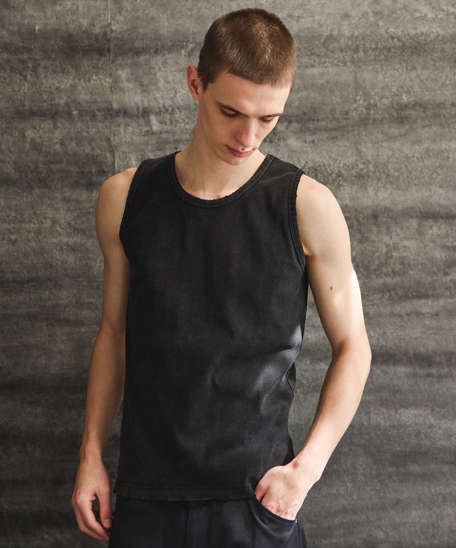 fumikauchida    リブ タンクトップ FUMIKA UCHIDA】 NEEDLE DRAWING GATER TANKTOP – ONENESS ONLINE STORE