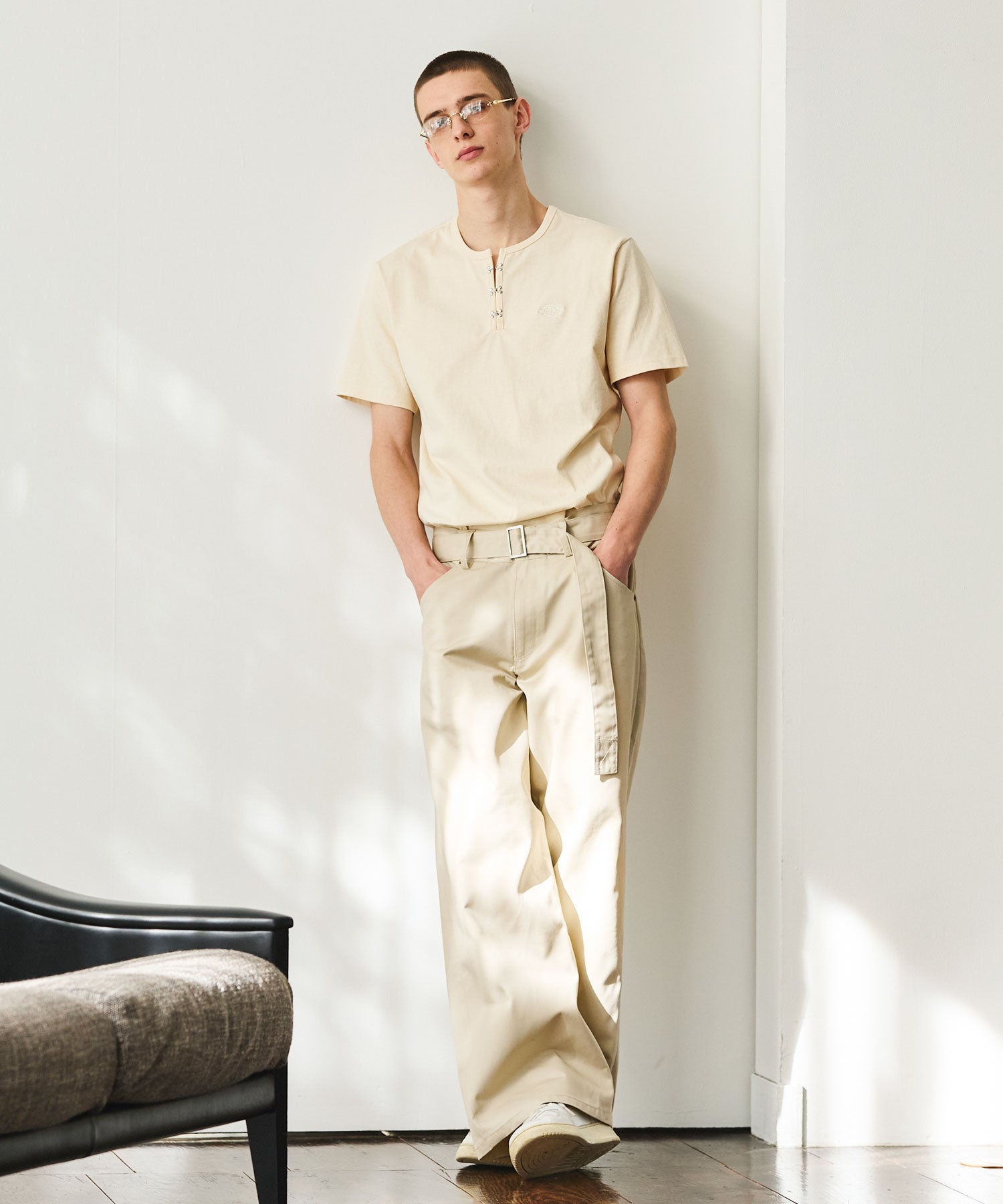 Dickies×OPENING ACT] ベルト付きツイストシームワイドTCツイルワーク