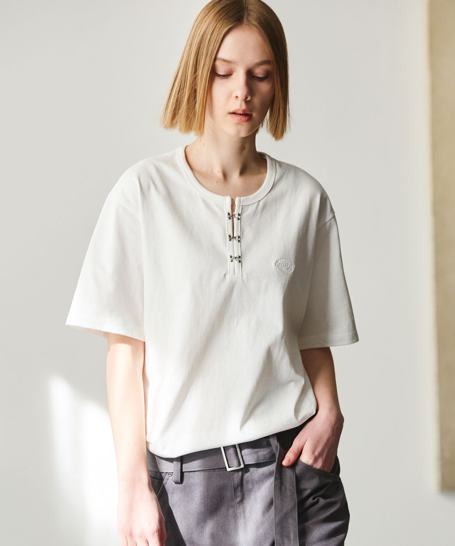 Dickies×OPENING ACT] ヘンリーネックコンパクトTシャツ 〓予約販売・7