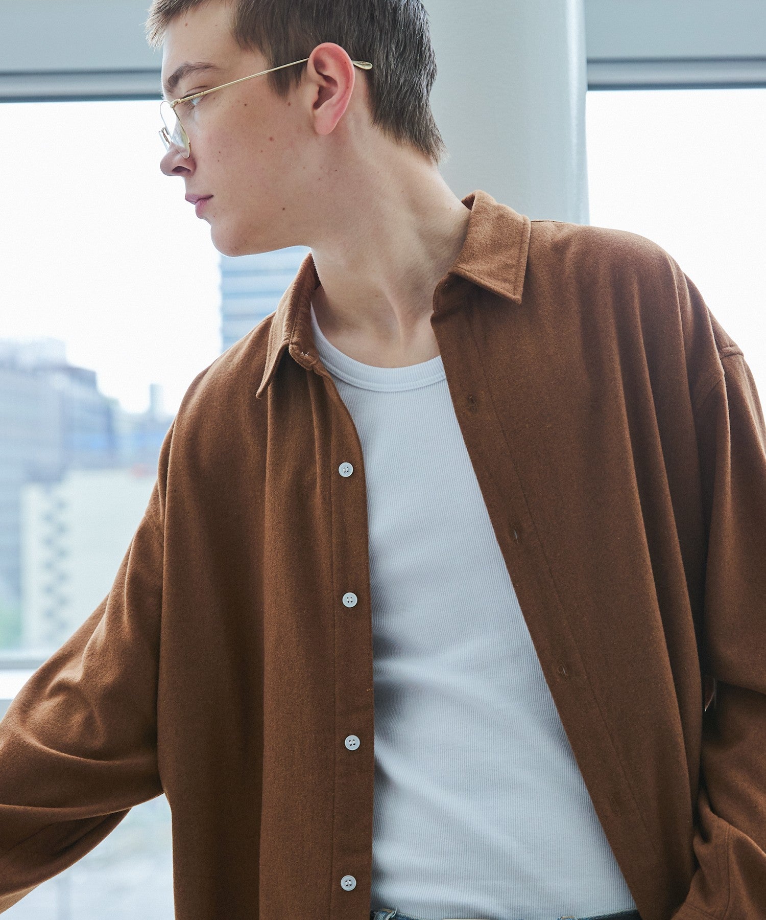 OPENING ACT] カシミアミックスリラックスフィットシャツ 〓予約販売