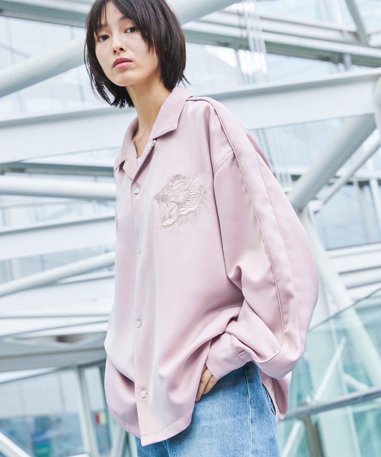 OPENING ACT] ヴィンテージ虎刺繍オープンカラースカシャツ 〓予約販売