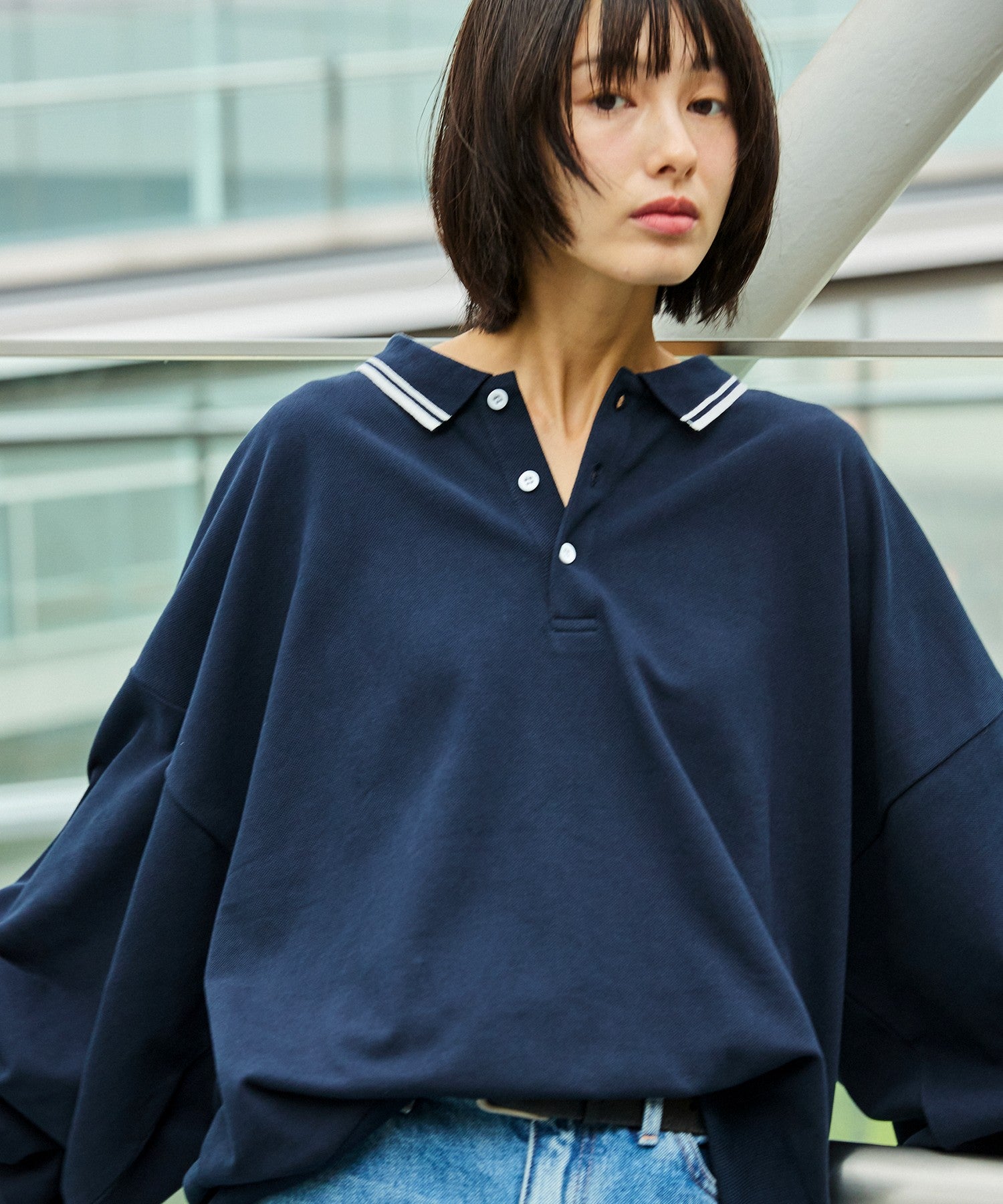 新品・未使用‼️tanc tokyo ポロロンパース OPENING ACT] ボリュームスリ鹿の子ーブポロシャツ 〓予約販売・9月